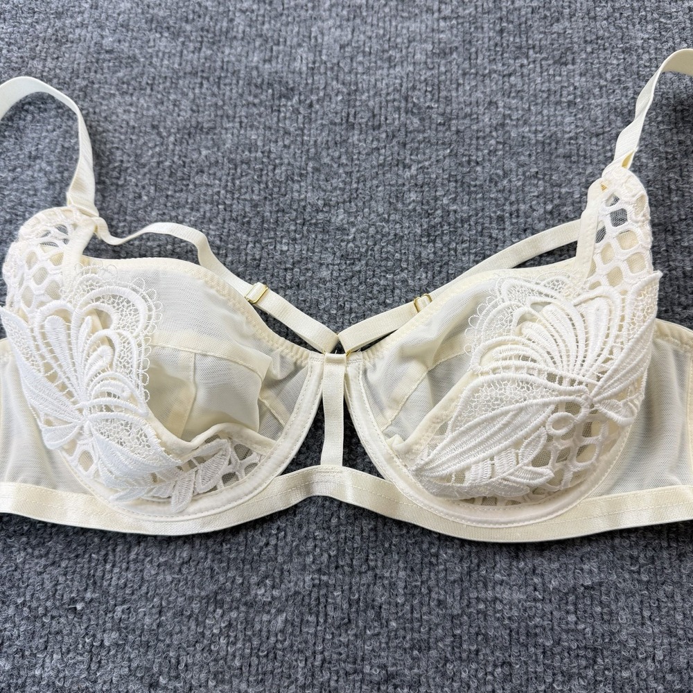 Playful Promises Ivory Lace‎ Butterfly Underwire Bra 36C UK/US NWT Y2K